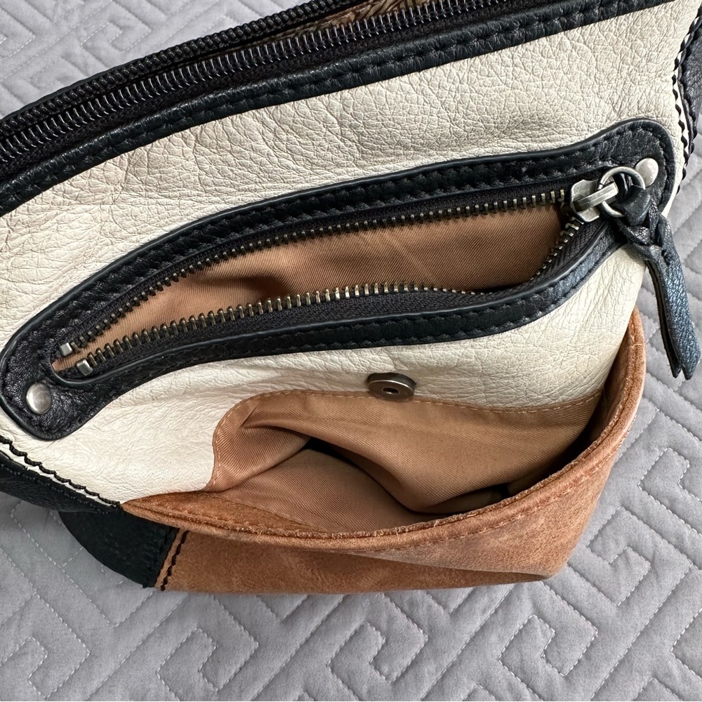 The Sak Leather Crossbody Bag - Black, White & Brown - Picture 6 of 7